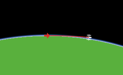 Zoom out to see the satellite's path relative to Earth.