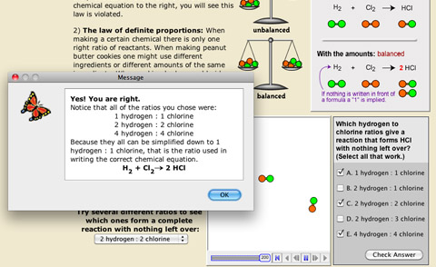 Learn how to balance equations and get instant feedback to check understanding.