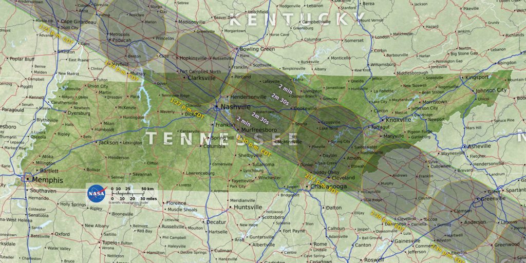Tennessee totality map