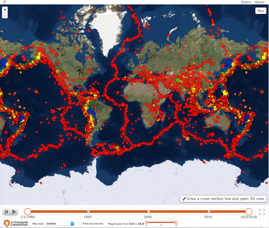 In Seismic Explorer, students can see patterns of earthquake data, including magnitude, depth, location, and frequency.