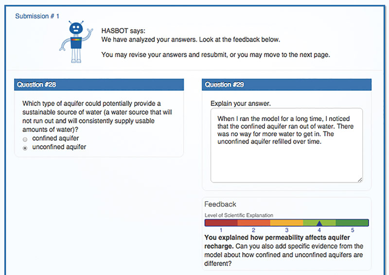 HASBot provides students with a score and contextualized feedback.