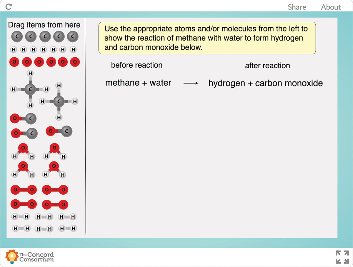 Draw tool with atomic and molecular components