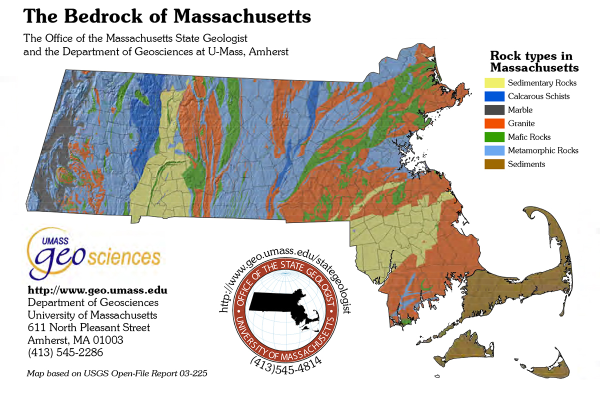 Map of the bedrock of Massachusetts
