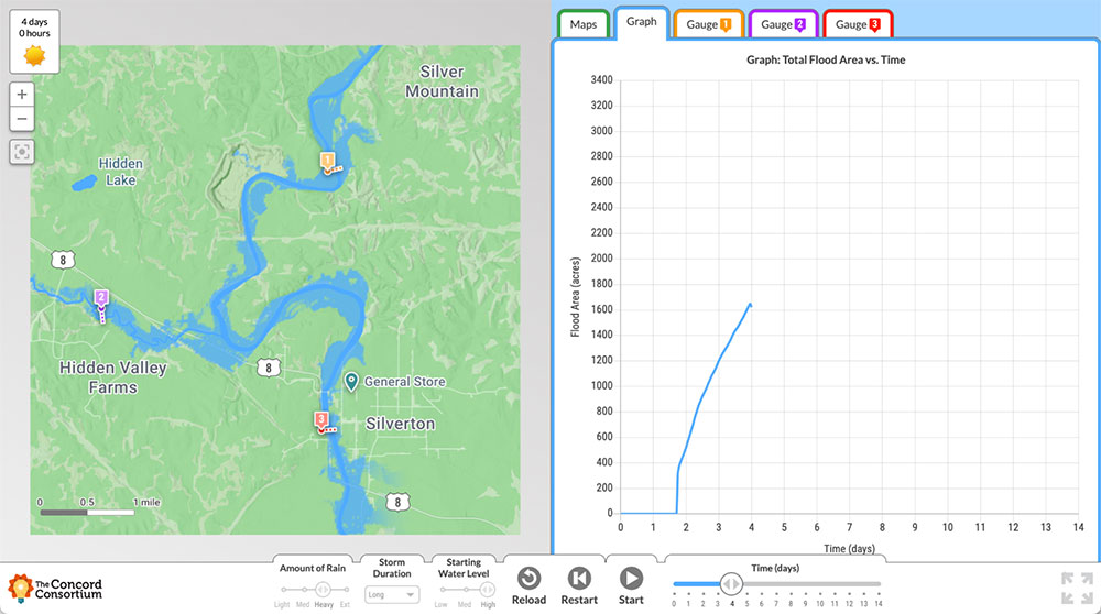 Flood Explorer showing area before it has been urbanized