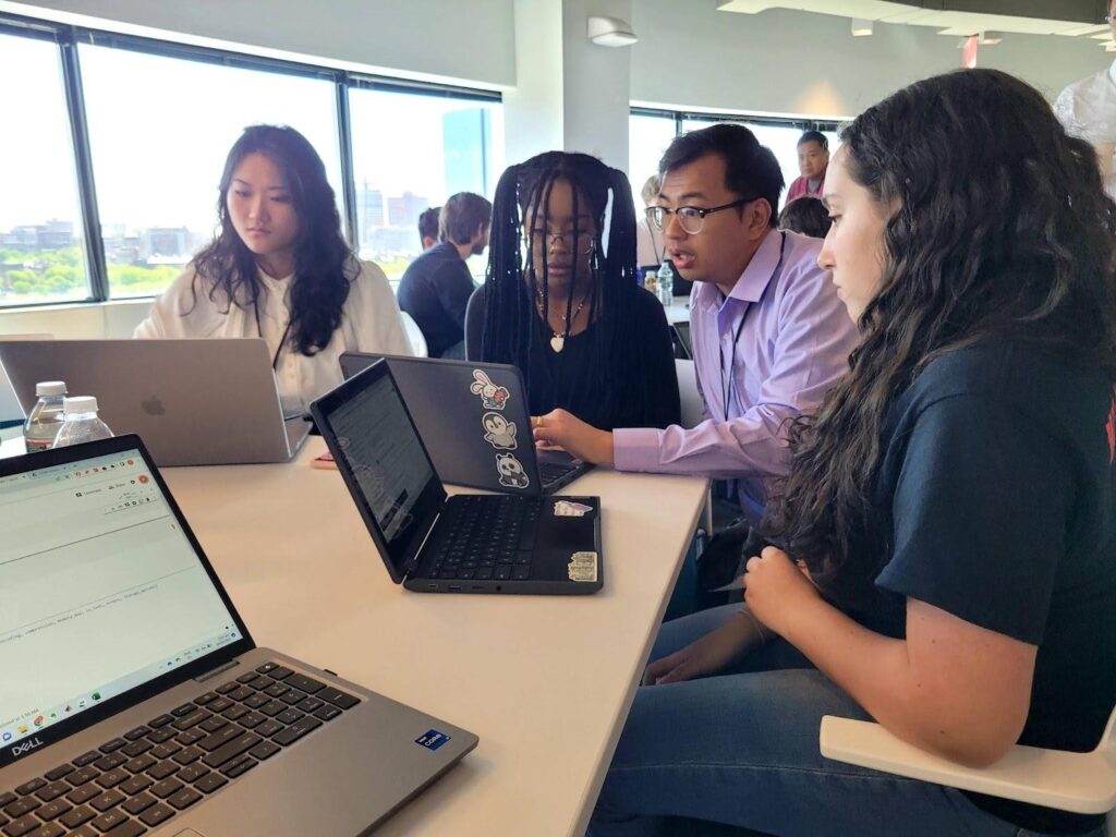 Students and mentor at datathon