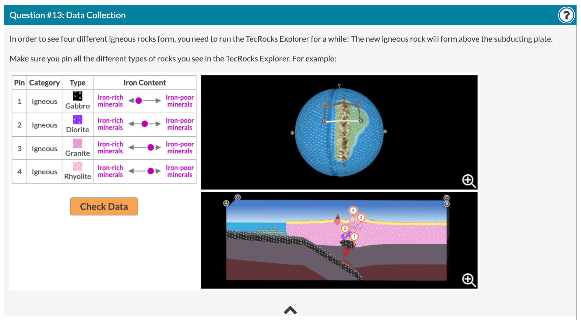 TecRocks Explorer's data table includes a "Check Data" button.