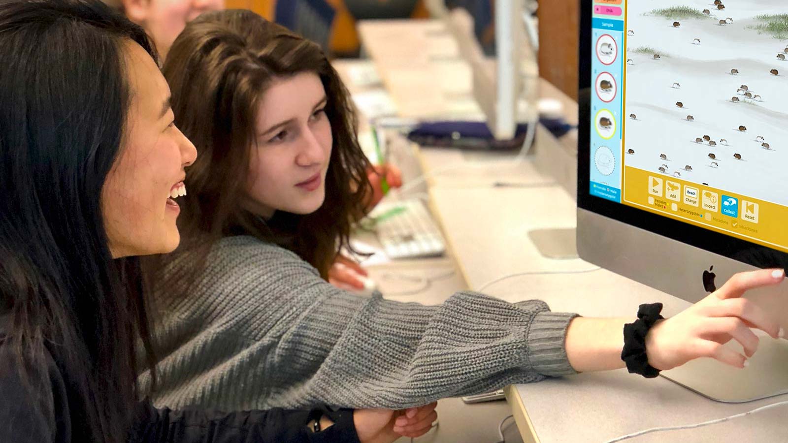 Two girls at computer