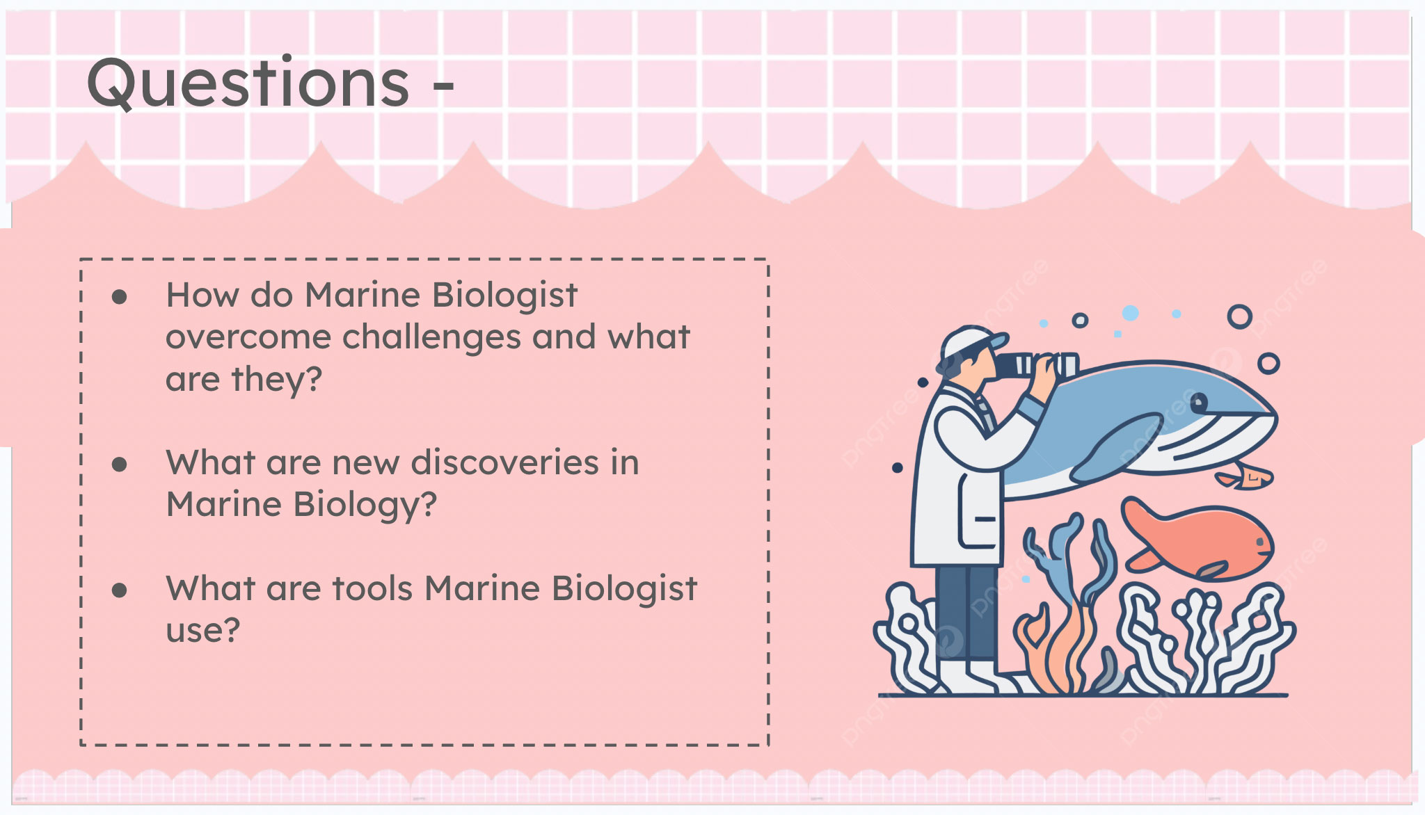 Student questions for marine biologist.