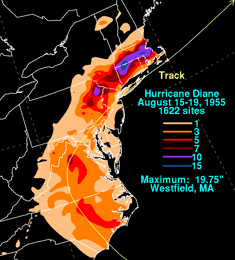 Monthly historic flooding in Massachusetts in August 1955. Image from https://www.wpc.ncep.noaa.gov/tropical/rain/diane1955 filledrainblk.gif